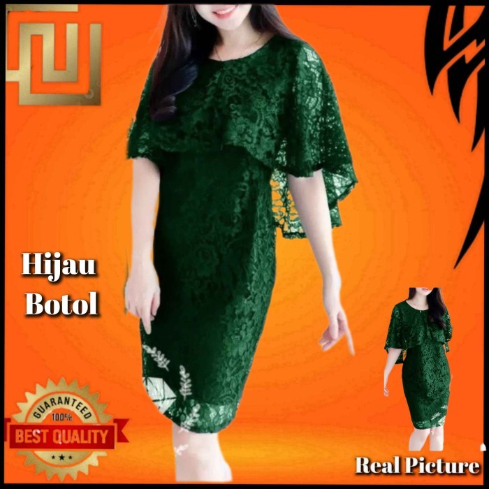HOT SALE dress pesta wanita brokat natal jumbo bigsize korea gaun kanza hijau