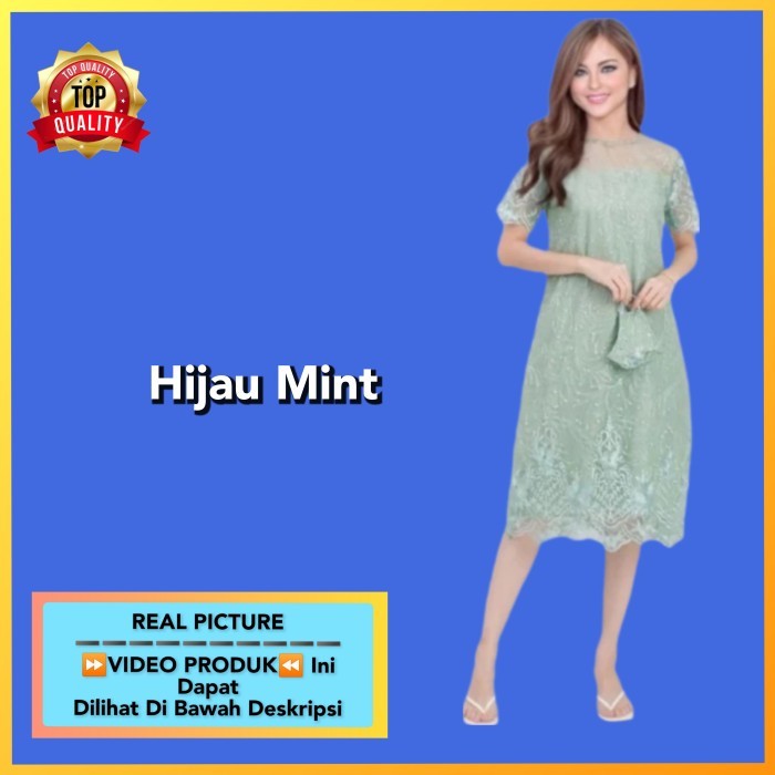 SALE Baju Gaun Dress Wanita Kelly LD 98 120 Jumbo Korea Natal Hijau Mint