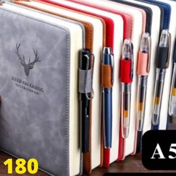 

Buku Agenda Harian A5 Notebook Catatan Binder Cover Kulit 180 Halaman