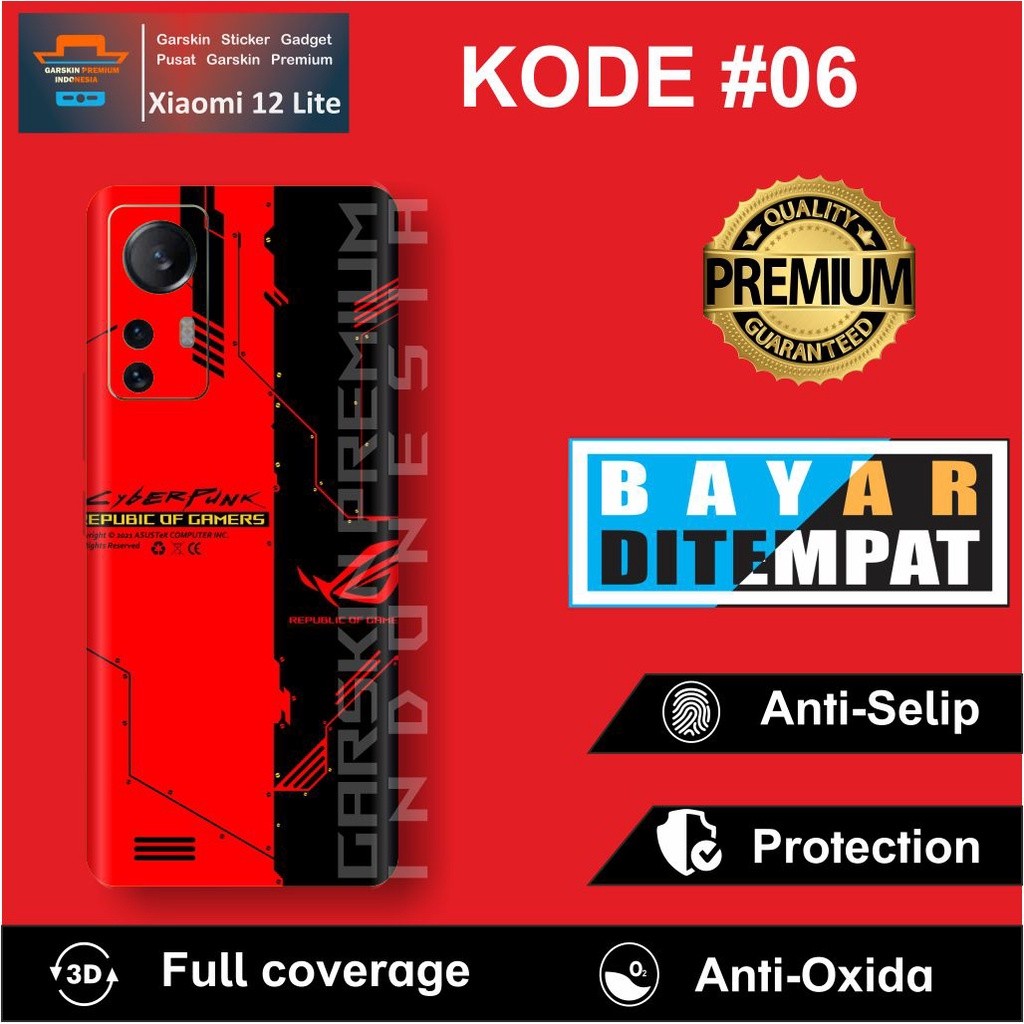 Xiaomi 12 Lite Garskin/Stiker Case Bisa Custom Motif - 2Pcs