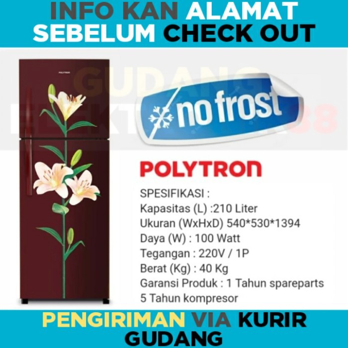 Kulkas Polytron 2 Pintu PRB-217 Lemari Es Polytron 2Pintu 210L Low Wat