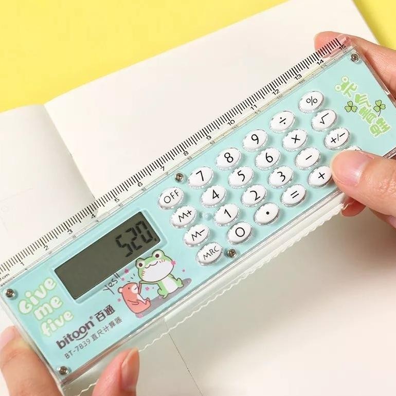 

ORIGINAL Penggaris Kalkulator 8 Digit Multifungsi 2in1 / Penggaris 15cm ze-42