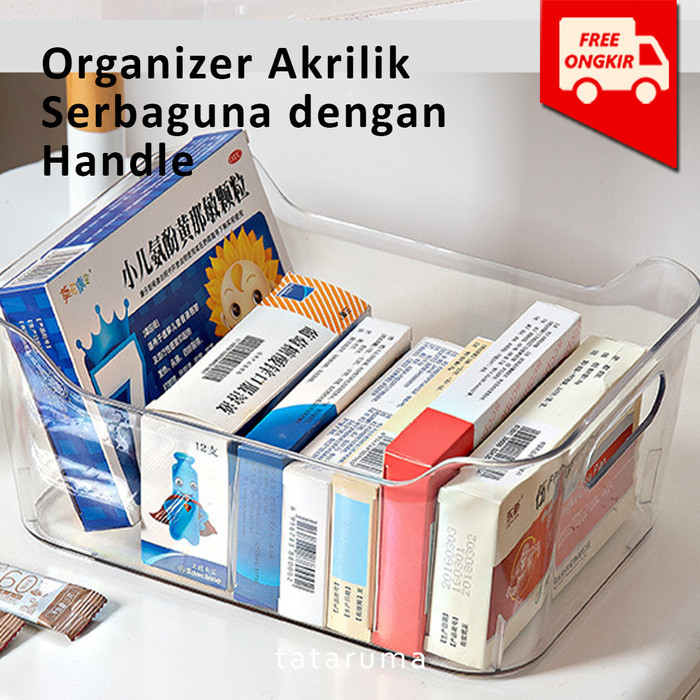 Kuriya - Storage Organizer Akrilik Serbaguna Dengan Handle