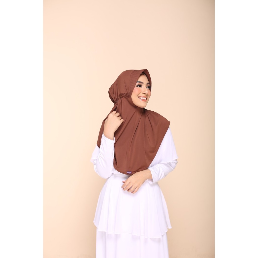 Hijab Instan Polos Zaria Sahara Elzatta Serut Belakang Se Dada