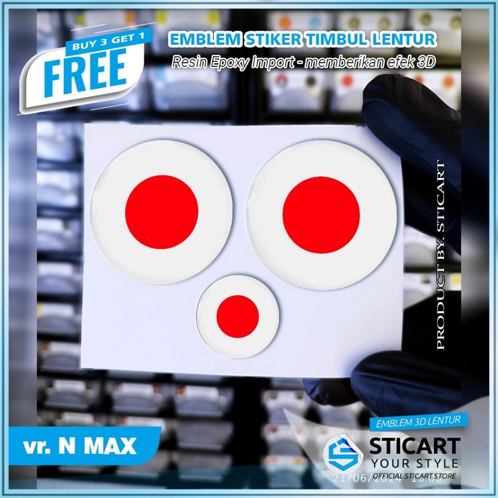EMBLEM BENDERA JEPANG TIMBUL STIKER MOTOR N MAX 3D EMBLEM TIMBUL LENTUR