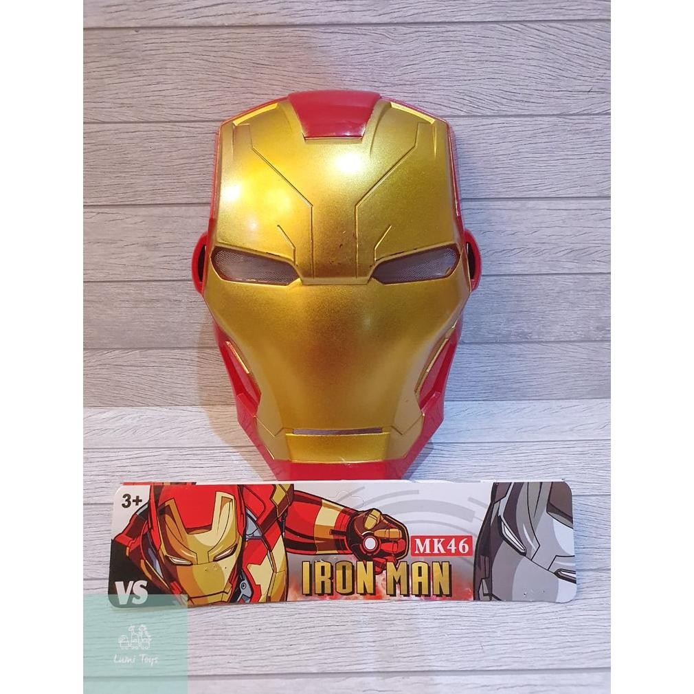 ORIGINAL Mainan Cosplay Anak Topeng Ironman Avengers Iron Man Mask with Light Ox04