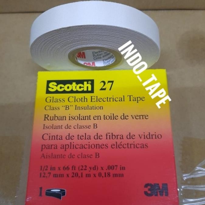 

BEBAS ONGKIR - 3M Scotch 27 Glass Cloth Tape / Isolasi Tahan Panas Size 12mm