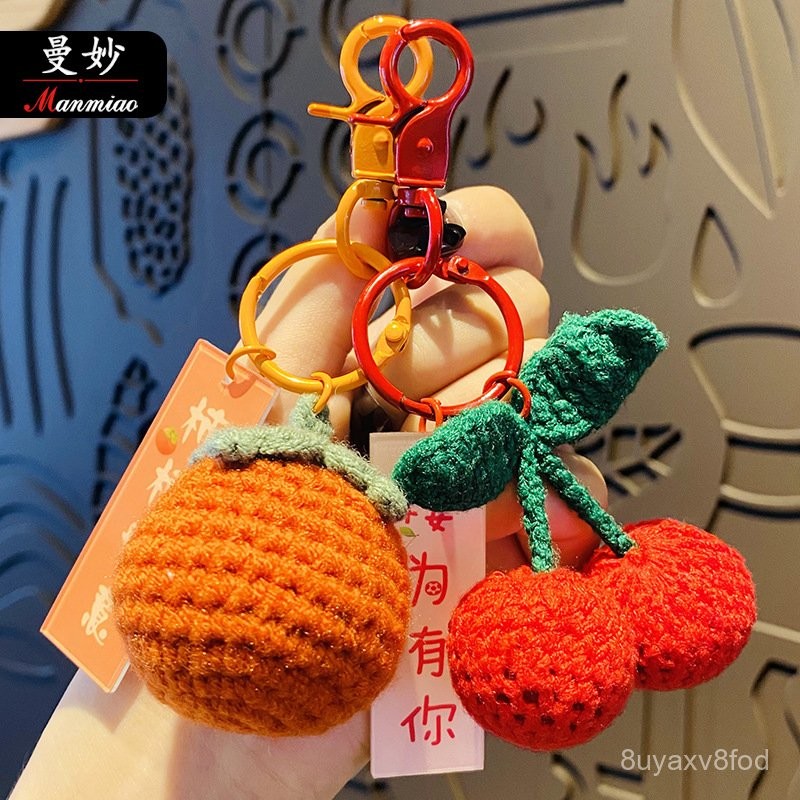 

Plush Crocheted Good Things Happened Pendant Hand-Woven Wool Persimmon Won the Championship at One Stroke Bag Keychain Accessories