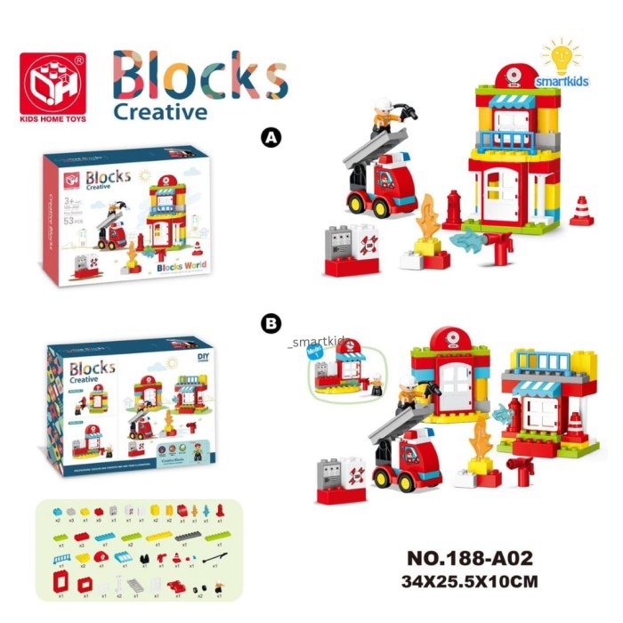 

Baru - Mainan Creative Block Susun Rakit Diy Brick Lego / Pemadam Kebakaran Konstruksi Bangunan Blok