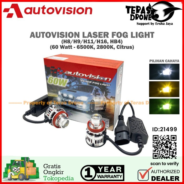 Led Autovision Laser Foglamp H8 H11 H16 Hb4 60 Watt - Garansi Resmi Diskon