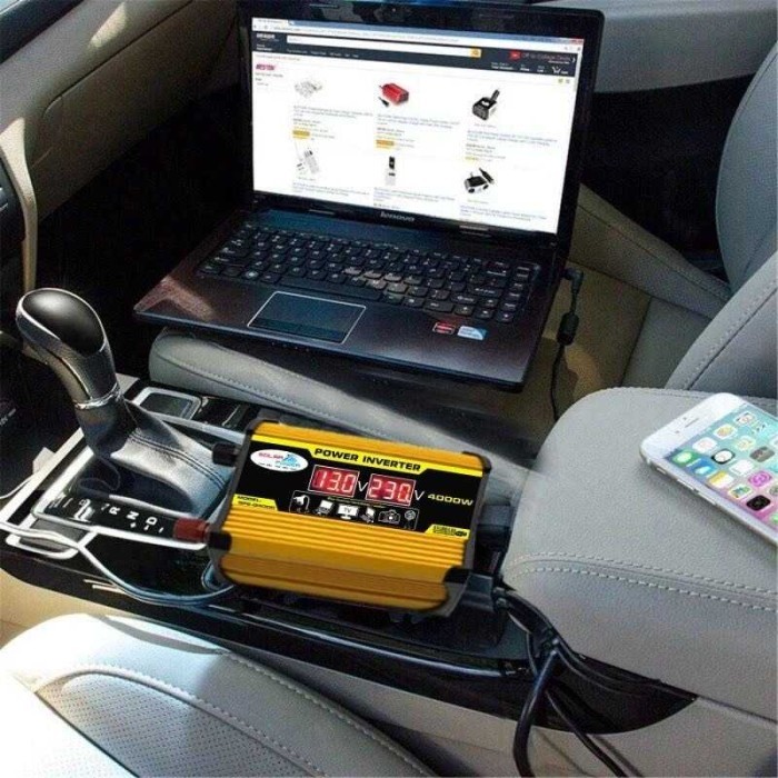 Power Inverter Mobil Aki Car Transformer Dc 12V To Ac 220V 4000W Led Terbaik