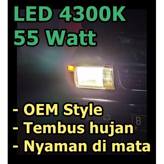 Lampu Led H4 / H11 / H16 4300K Kuning Warm White 55Watt All Season Promo