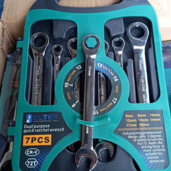Kunci Rachet Ring Pas Set 7Pcs Wrench Combination Rachet Set 7 Pcs