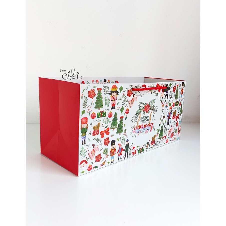 

(Paperbag Clara) Tas Bag Natal Christmas 35.5 X 14.5 X 17 Cm (Isi 10) Diskon