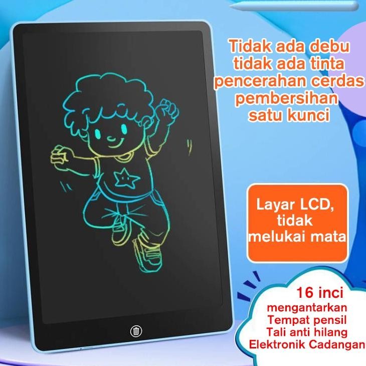 

[LARIS] LCD drawing board 16 inch writing board papan tulis 16 inch Papan Tulis Anak Dewasa eye care drawing board screen one click unlock lock function and stylus ABS Untuk Belajar Menggambar dan Menulis