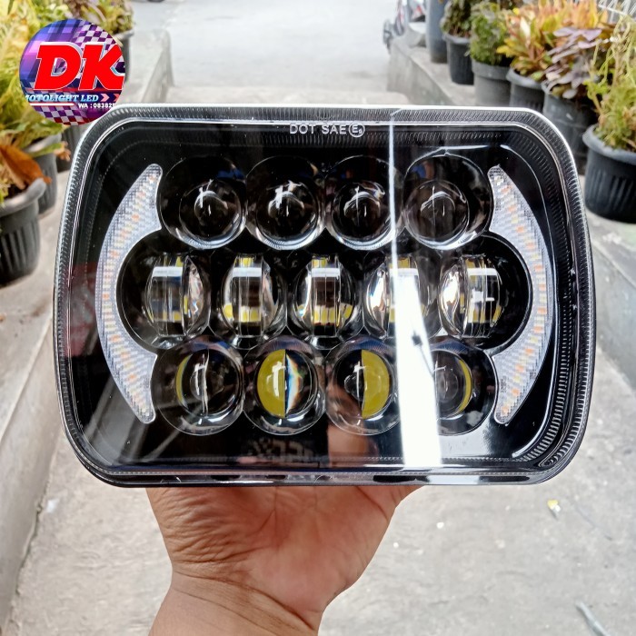 Lampu Headlamp motor mobil daymaker kotak 5x7 inchi ring sabit