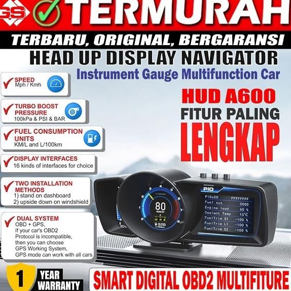 Pengukur Otomatis A600 Hud Gps + Sistem Obd, Speedometer Komputer