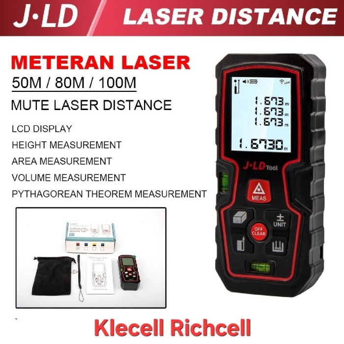 

newgan!! JLD METERAN LASER DISTANCE DIGITAL LCD 50M 80M 100M DISTANCE LASER Alat ukur Distance Meter