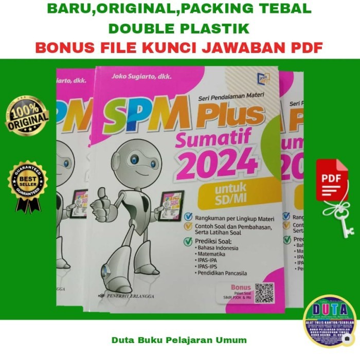 BUKU SOAL UJIAN SEKOLAH UN KELAS 6 SD / MI SPM PLUS SUMATIF 2024