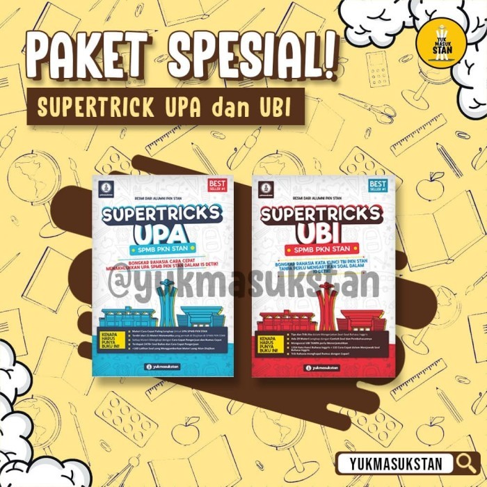 

[PAKET SPESIAL] PAKET 2 BUKU SUPERTRICKS UPA dan UBI SPMB PKN STAN!