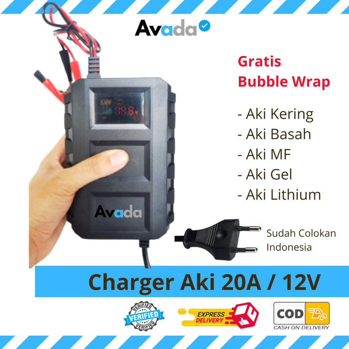 TERBARU- Charger Aki 20A 12V Mobil Motor Carger Aki Casan Aki Cas Aki Accu -KUALITAS TERBAIK