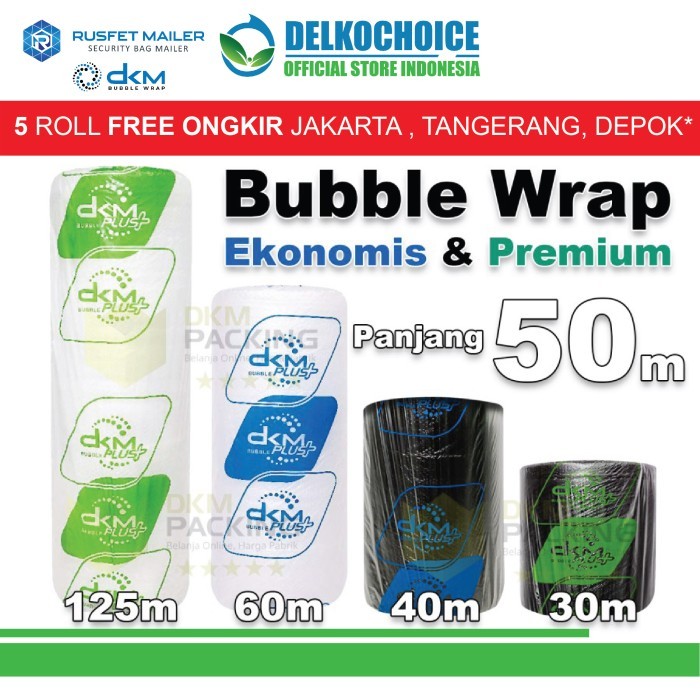 

Plastik Bubble Wrap 50Meter Bubblewrap Dkmplus Ekonomis Premium / Roll Terbaru