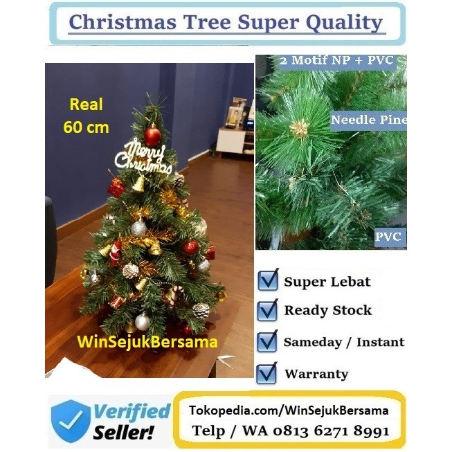 Pohon Natal 60 cm / Pohon Natal 2 feet / Christmas Tree 60 cm.