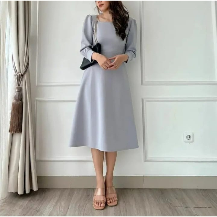 Dreas Mini Selutut Kondangan Wedding Drees Pendek Polos Kegereja Wanita Korean Style Korea Cewek Bri