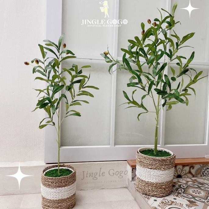Pohon Olive Palsu Tanaman Hias Artificial Bunga Sudut Aesthetic B485
