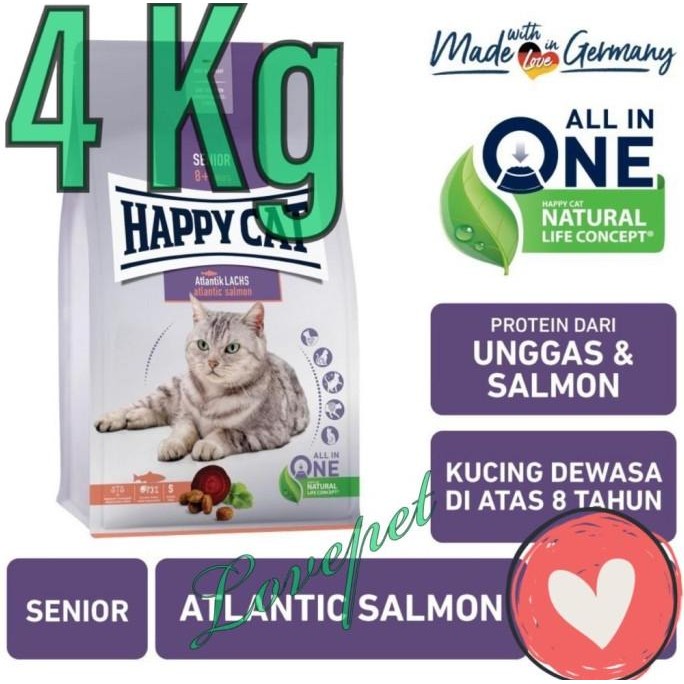 Happy Cat Senior 8+ Atlantic Salmon 4Kg Harga Diskon 