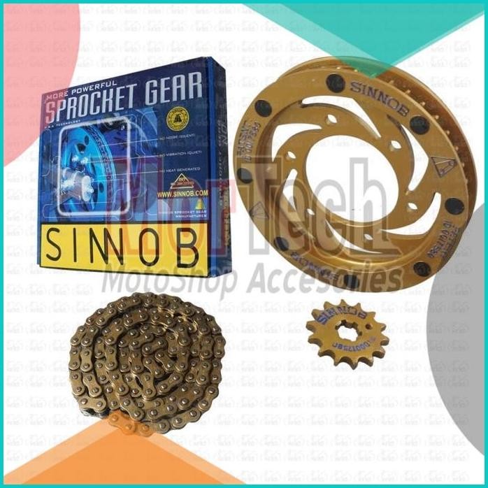 Chain Kit Gear Gir Set Rantai Rante Motor Sinnob Vixion Old Lama Gold
