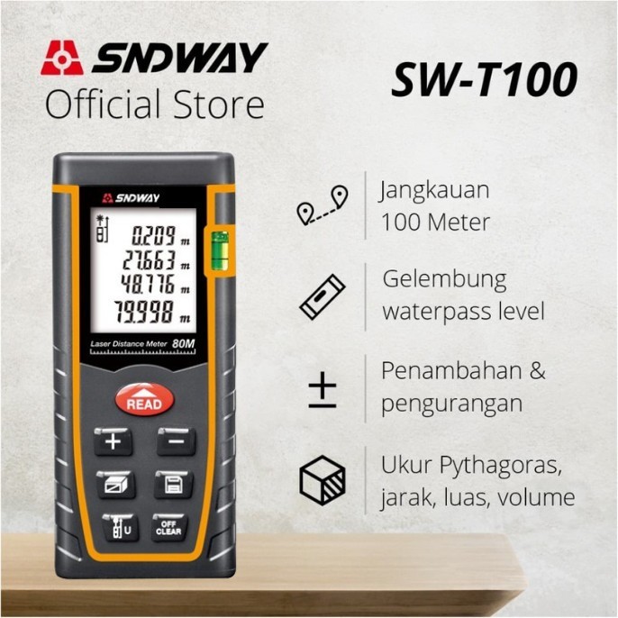

newgan!! SNDWAY Meteran Laser Digital Distance 100 Meter