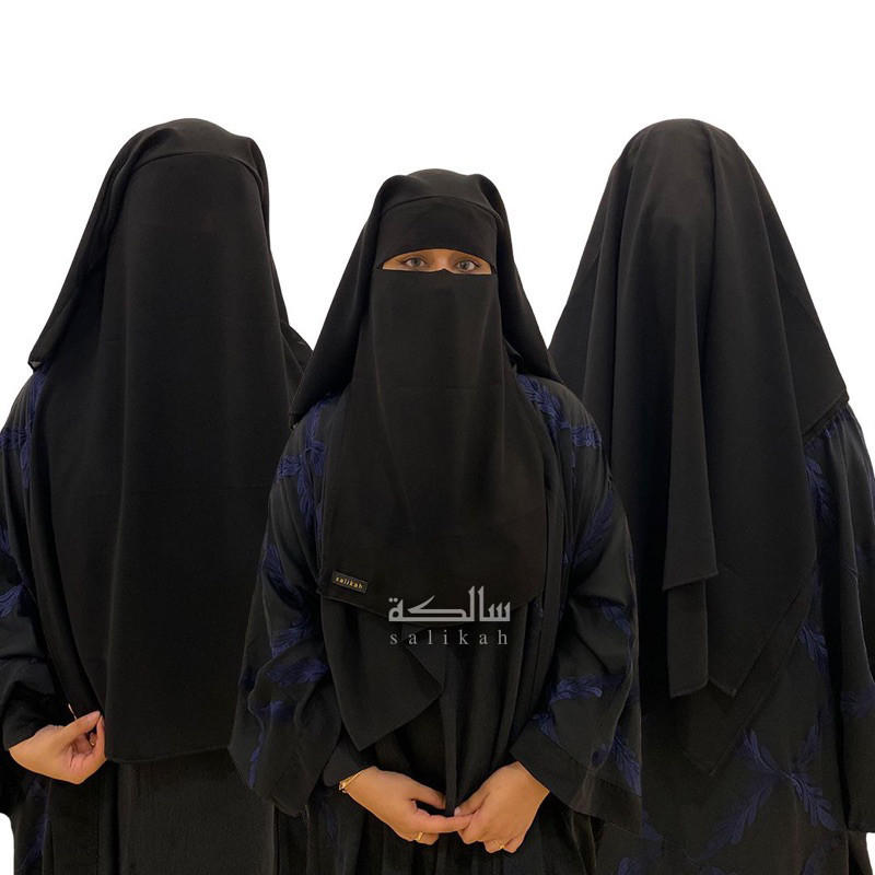 Salikah - Cadar Yaman Burqa Bahan Sifon Silk Jetblack