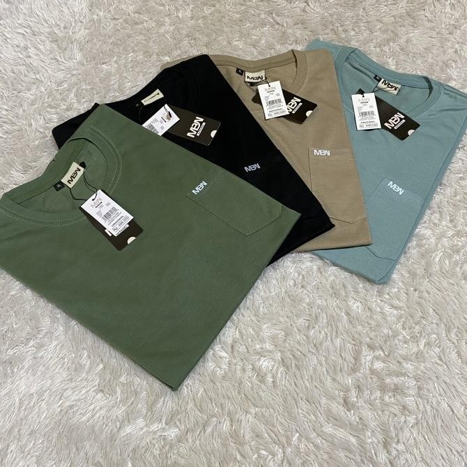 PAKET 4 PCS 100 RIBU KAOS POLOS POCKET SAKU PRIA WANITA MBN L XL XXL | KAOS DISTRO COWOK POLOS SAKU 
