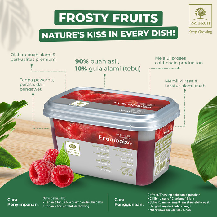

Ravifruit Frozen Puree Raspberry Framboise 1 Kg Barangbaru