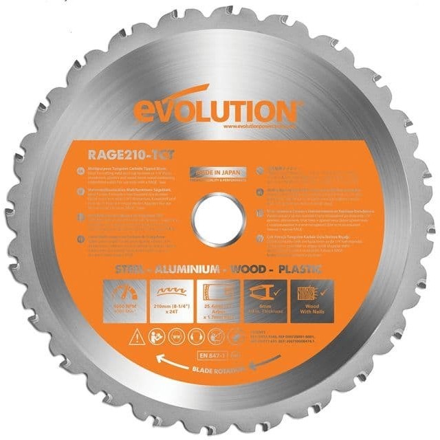 Cuci Gudang Evolution Circular Saw Blade Multipurpose 210 Mm - Mata Pisau Potong