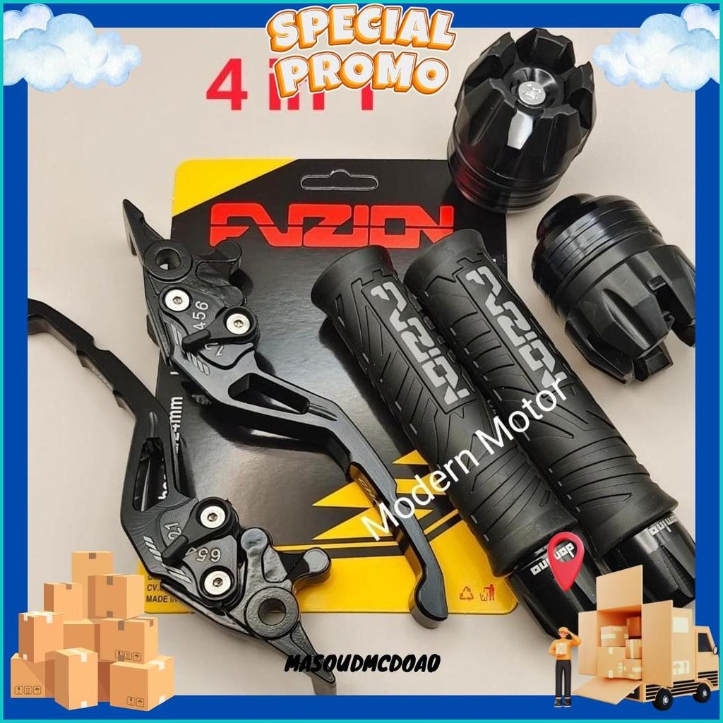 Paket 4In1 Model Hayaidesu The Storm Handgrip Fuzion + Jalu Stang Cnc + Jalu As + Handle Rem Setelan