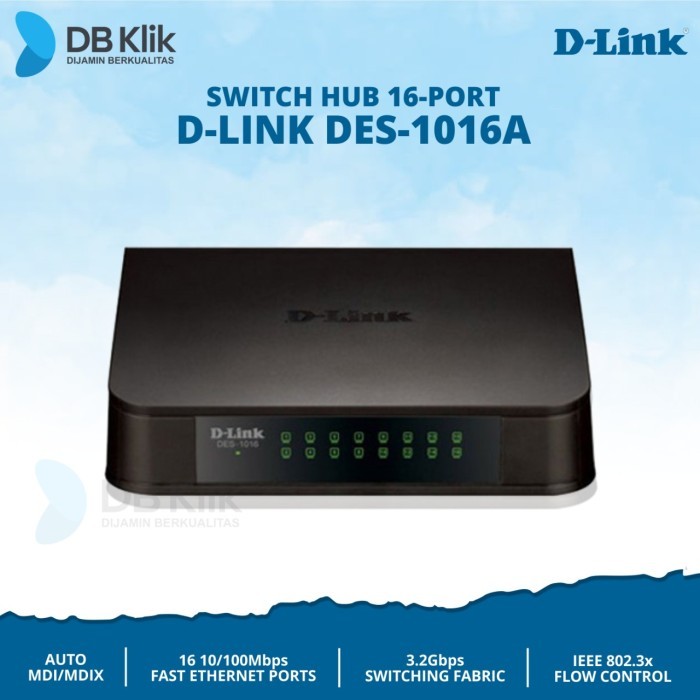 Terbaru Switch Hub D-Link Dlink 16 Port 10/100 Des 1016A