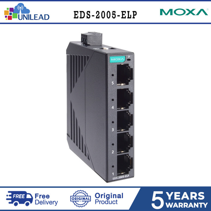 Terbaru Moxa Ethernet Switch Unmanaged Eds-2005-Elp Plastic Housing