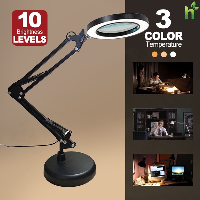 

Lampu Meja Peredupan LED Kaca Pembesar 8X dengan 72 LED 10 Tingkat Kecerahan yang Dapat Disesuaikan Dapat Diredupkan 3 Warna |PfCSuPei|