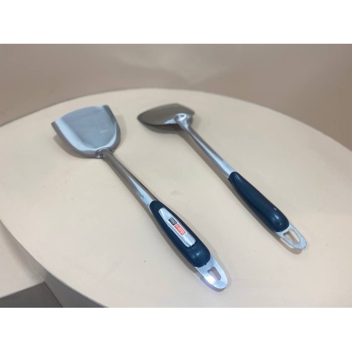 Berindo Spatula Masak Sodet Stainless Gagang Plastik Sutil Stainless Gagang Hitam Plastik
