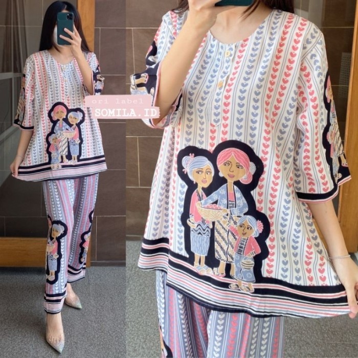 Somila Kulot Busui Rc One Set Asmara Lengan 7/8 Panjang Piyama Batik