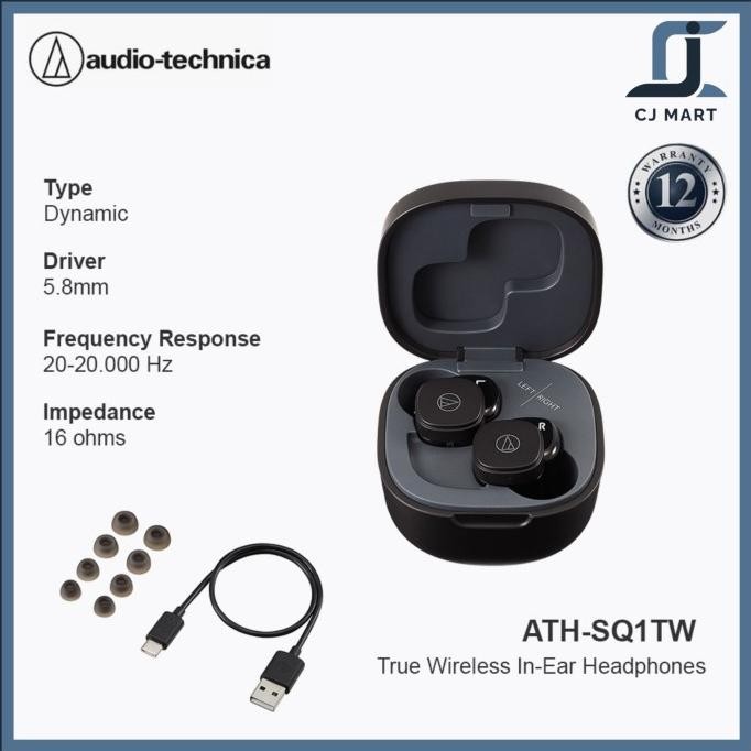 BEBAS ONGKIR - Audio Technica ATH-SQ1TW Wireless Earbuds SQ1 TW SQ 1 TWS Earphone Ath