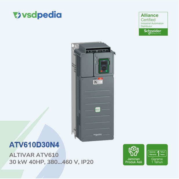 Cuci Gudang Schneider Altivar Atv610 Variable Speed Drive 30Kw 40Hp Atv610D30N4