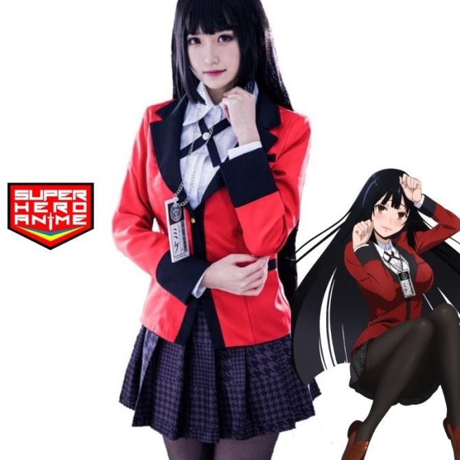 Cosplay Yumeko Jabami Kostum Kakegurui Full Set Baju Anime Import