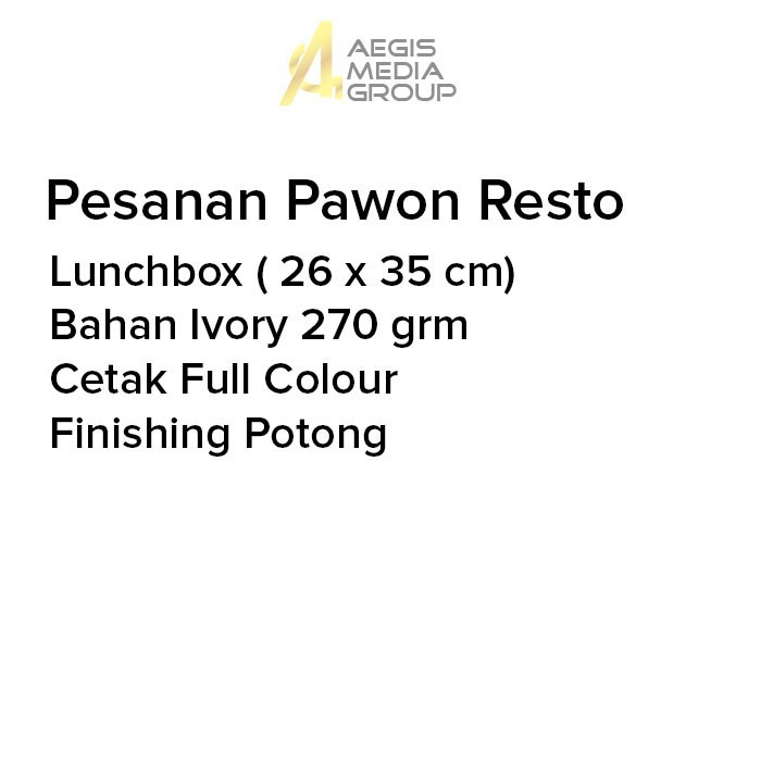 Pesanan Pawon Resto Packaging Lunch Box 3.000pcs Custom Box Cetak Box