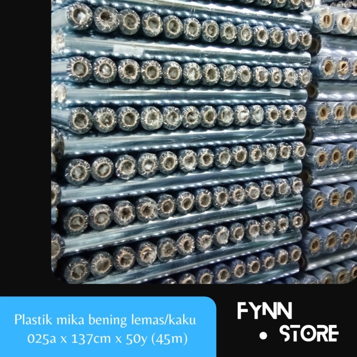 

Plastik mika bening lemas / kaku 0.25a x 137 cm x 45 m u/ taplak meja