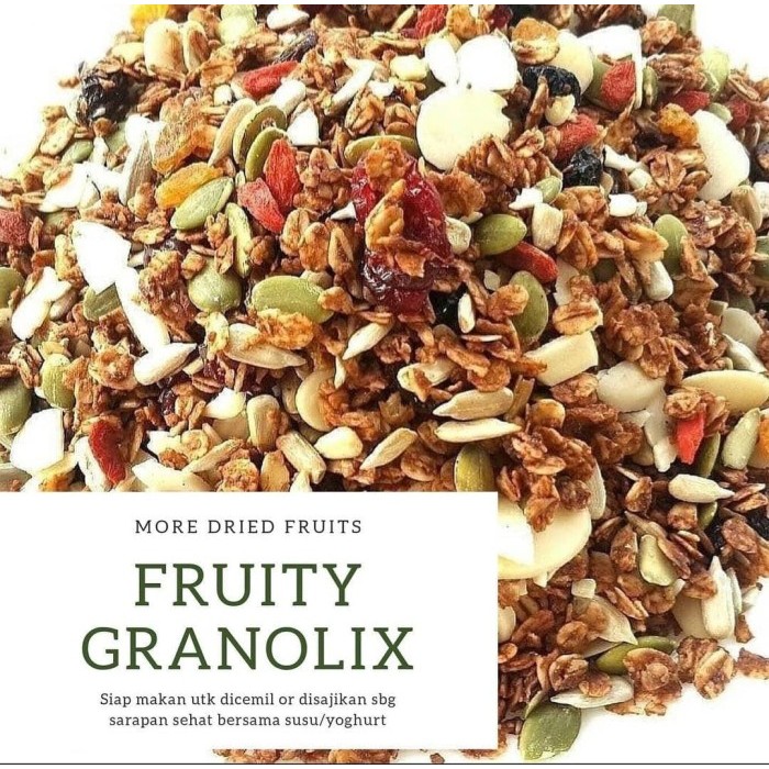 

Snack Healthy Pleasure Indonesia Fruity Granolix 500g Best Seller