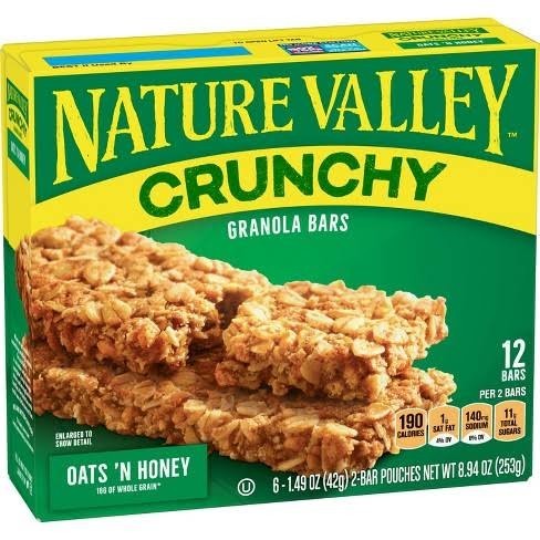 

granola bars nature valley crunchy oats and honey 12 bars (253gr)