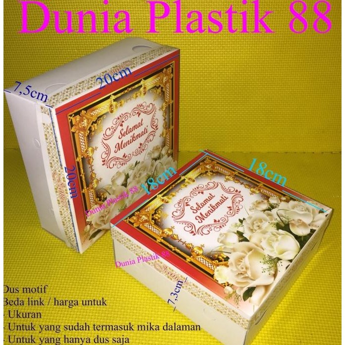 

ISI50PCS DUS MOTIF 18X18CM BOX KARDUS KOTAK KERTAS TEMPAT MAKANAN NASI STOK TERBATAS